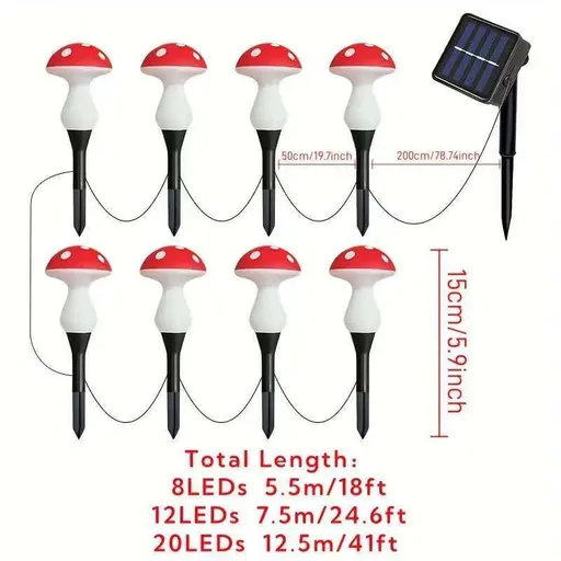 solar garden lights, mushroom outdoor lights, outdoor decoration lights, 8-mode lights, solar-powered lights, Independence Day decoration, Halloween decoration, Australian outdoor decor, pathway lighting, eco-friendly garden lights - Multi-color - Si
