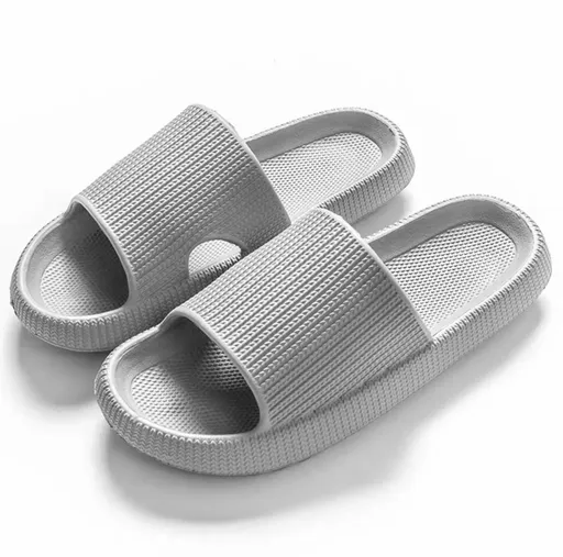 Ultra-Soft Pillow Slides EVA Slippers for Indoor Outdoor Use – Thick Anti-Slip Sole - Grey 44-45