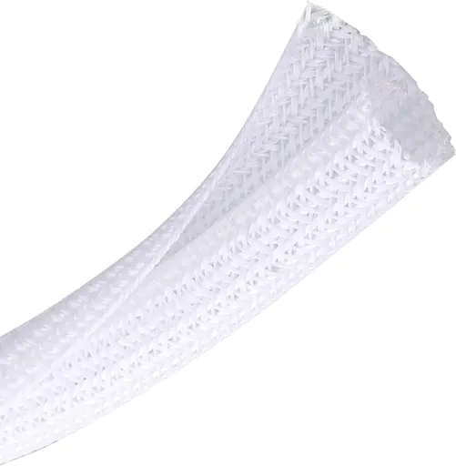 Cable Sleeve - 2m - Diameter 19MM - Cable Management - Braided Cable Sheathing - Cable Protector - Stretchable - Cuttable - PET - White - For TV / Computer / Home Theater / Engine Compartment