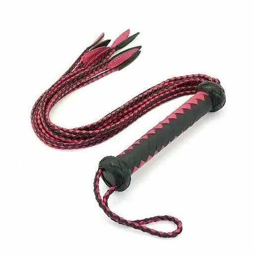 House Of Dasein 75Cm Braided Leather Flogger Bdsm Spanking Bondage - Black Pink