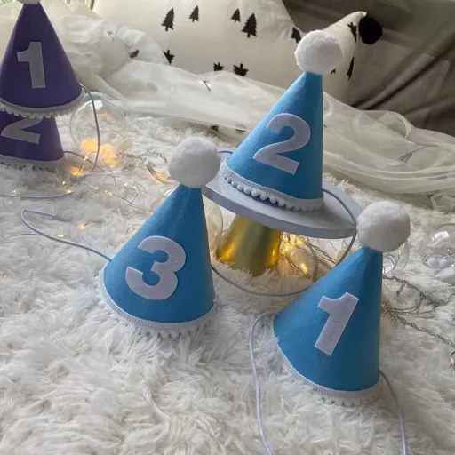 Birthday Hat Baby Felt Party Prop Chun Yue Blue 1 week 0-10 weeks can take