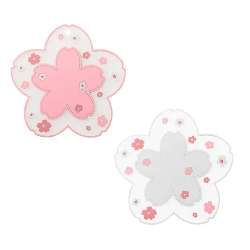 Sakura Coffee Cup Mat Kawaii Coaster 2PCS Cute Cherry Blossom Home Tea Mug Pink Flower Pattern Anti-Skid Pot Bowl Pad Placemat