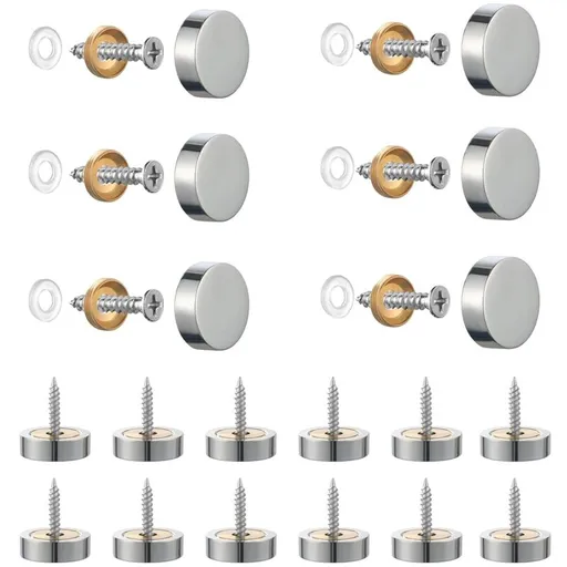 20 pcs Brushed Stainless Steel Screws With Decorative Caps For Mirrors, Tables, Plates, Cabinets, Glass Panels Silver