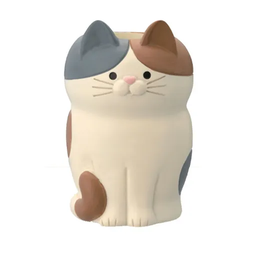 Cat Ornament Multifunctional Phone Tablet Glasses Pen Holder Desk Decoration for Home Squat Tri Colored Cat