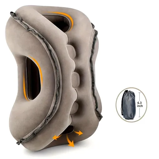 Inflatable Travel Pillow | Multi-Scene Ergonomic Design, 3-Second Inflate/Deflate, Relieves Travel Fatigue.(GREY)