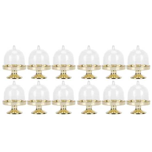 12 Set Mini Candy Box Cake Stand Cupcake Candy Display Plate with Lid Party SuppliesBottom Gold