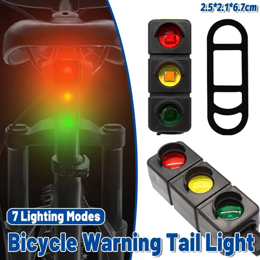 1-Piece USB-Rechargeable Three-Colour Bicycle Tail Light