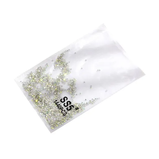 1440Pcs Glitter Rhinestones Crystal Flat Clear Bottom Glass Nail Art Nail Drill - Coloured Crystal-SS5
