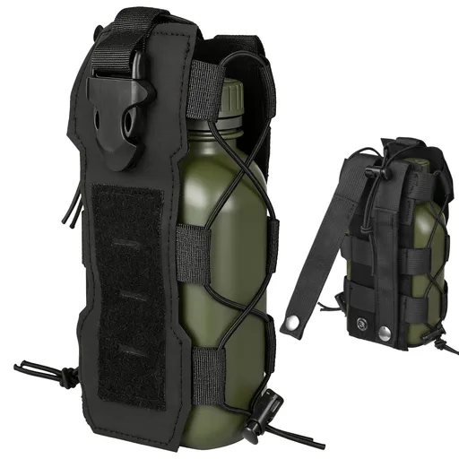 Outdoor Water Bottle & Radio Pouch, Nylon Holder with Buckle for Backpack Hiking