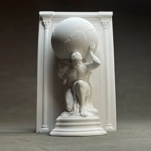 Vintage Atlas Holding the Earth Plaster Bookend - European Classical Art Desktop Ornament, Study Living Room Wine Cabinet Decor Aromatherapy Stone