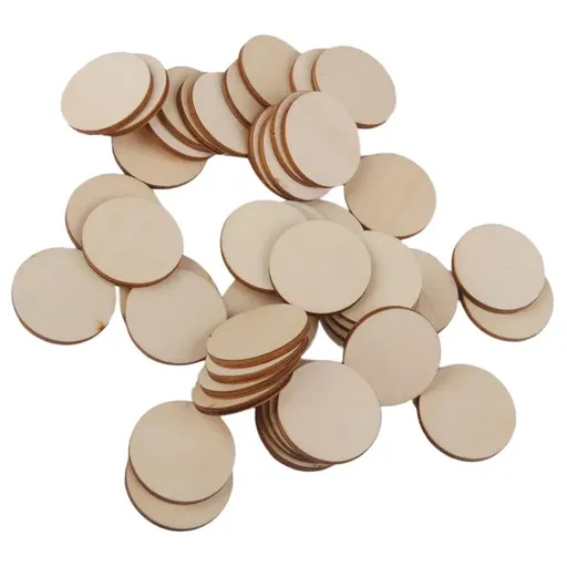 50 Pack Unfinished Round Wooden Discs for Crafts and Book Signing Boards, 5 Sizes