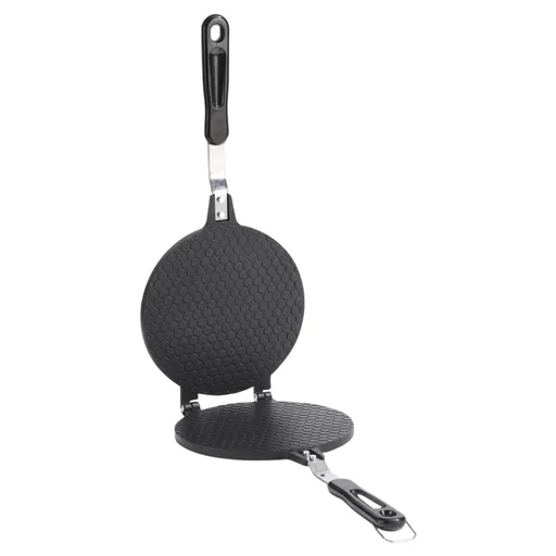 Stovetop Waffle Maker Pan, Multipurpose Non Stick Press for Waffles, Pizzelles, Quesadillas, Ice Cream Cones and Tortillas, Black
