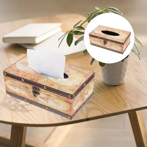 Tissue Box Holder Yellow Wood 1Pcs 10.0X5.7X3.5In