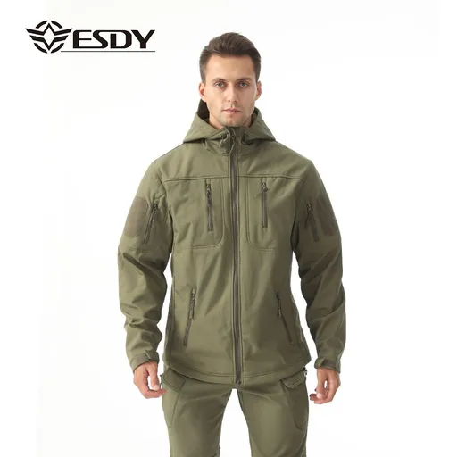 ESDY Men Soft Shell Windproof Jacket Outdoor Green XL