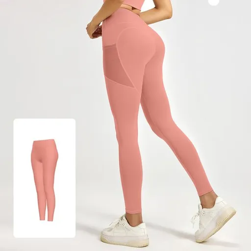 Slim Fit Sports Pants - High Waist Yoga Pants with Side Pockets - Soft and Stretchy Blended Fabric, Breathable and Comfortable - Skinny Fit with Elastic Waist - Suitable for Yoga, Fitness, Walking and Daily Use (Light Pink, Size XXXL)