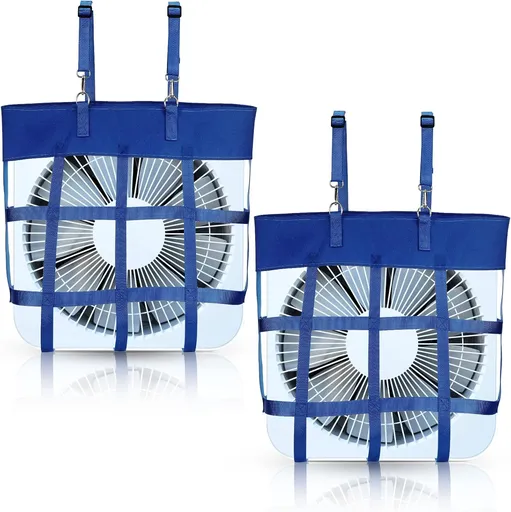 Horse Stall Fan Holder Adjustable 20 Inch Blue 2 Piece Metal Hook Equine Bag Stable Supplies