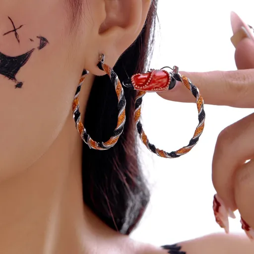 Women’s Gothic Festival Drop Earrings, Halloween & Christmas Pumpkin Ghost Pattern Tassel Dangle Earrings, Decorative Ear Jewellery, Style‑ER25Y0151
