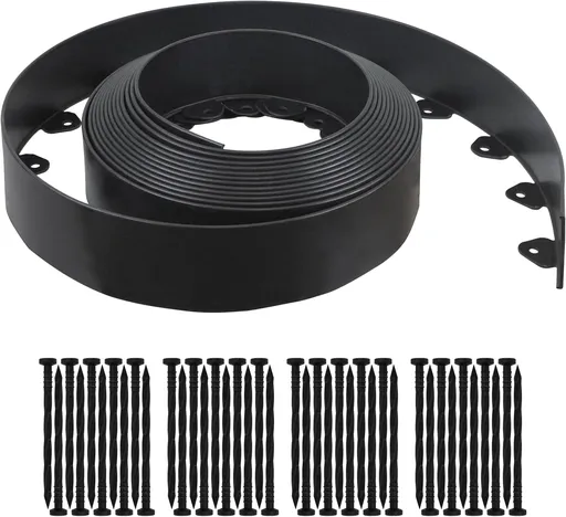 Landscape Edging Kit, 40-Foot Long, 3-Inch Tall, No Dig Garden Edging Border for Flower Beds, Tree Rings, Pathways, Includes 40 Spikes