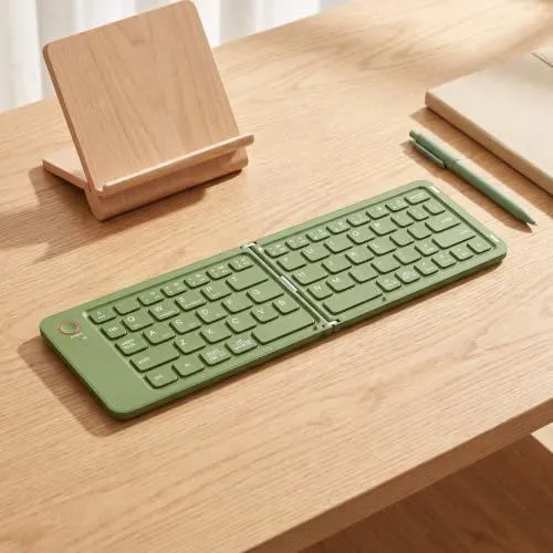 Portable Tri-Fold Bluetooth Keyboard 3-Channel Multi - Green - Size 28.2*9.7cm