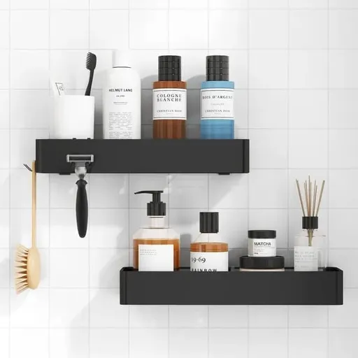 Shower Caddy 2-Pack Drill-Free Storage 12x4x6 Inches Stainless Steel Waterproof