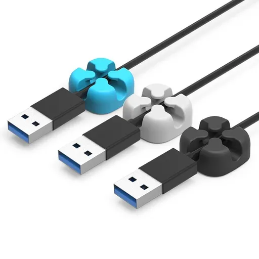 Silicone Cable Organizer 5-Pack Wire Winder for Desk and Home, Cord Management Solution