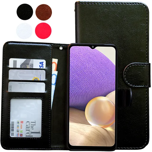 Compatible with Samsung Galaxy A32 5G Leather Case Black Protection Cover