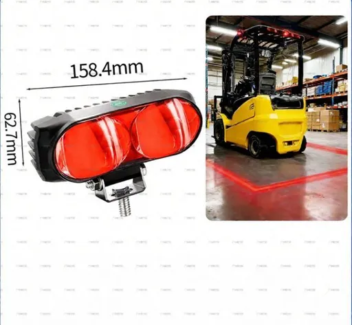 LED Forklift Safety Light, Blue Light for Marking Boundaries, Aluminum housing, Suitable for Construction Machinery Such as forklifts, Skid-Steer loaders, and excavators - Red - Size 1Pack