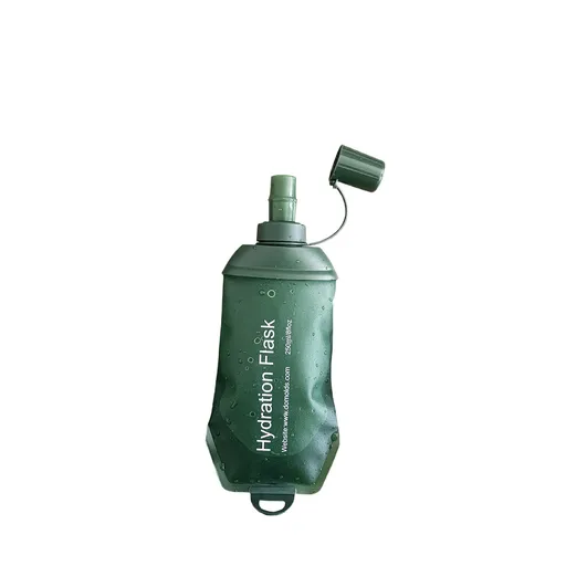 150ml Soft Flask,Light Tpu Foldable Soft Water Bottle Leak Proof Hydration Flask,Soft Water Bottle Running for Running Hiking Cycling Camping Portable Travel Sports Water Bag Easy to Carry L(500ml) Army Green