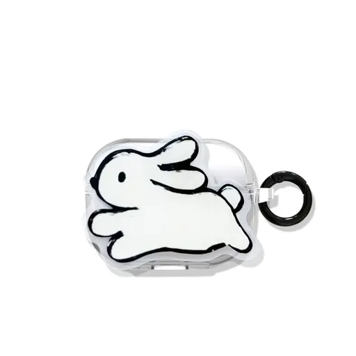 black and white rabbit + Round Ring Apple Airpods 4