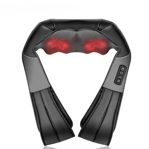 Shiatsu Neck Shoulder Massager with Red Light Heat, 8 Deep Kneading Nodes 3 Speed Bi-Directional Rotation Massage Shawl, for Neck Back Waist Leg Home Office Car Use, AC & Car Adapters Included