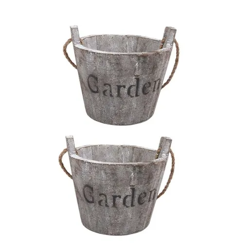 2Pcs Wooden Succulent Planters Coffee Color Artistic Rustic Flower Holders for Home Decor