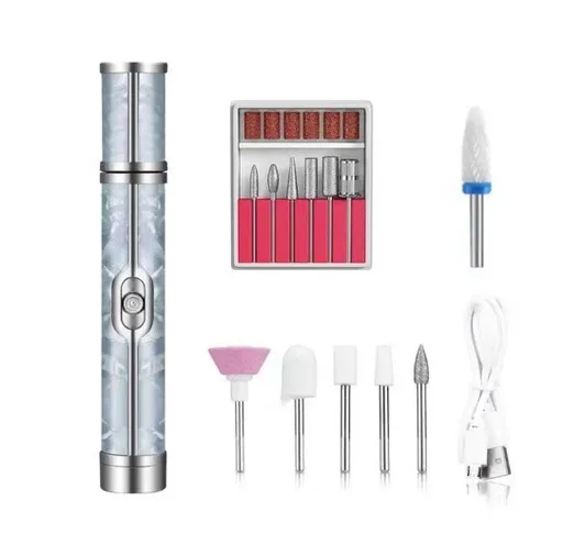 Blue Cordless Electric Nail Drill Pen - Professional Rechargeable Manicure & Pedicure Kit