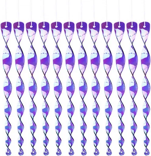 30-Pack Bird Repellent Spiral Reflective Scarecrow, 30 cm, UV Resistant for Garden and Terrace, Purple