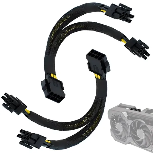 8 Pin PCIe Splitter Cable, 2-Pack PCIe 8 Pin Female to Dual 8 Pin (6+2) Male Power Adapter Cable, 8 Inch Braided Y-Splitter Power Extension Cables for GPU Graphics Card