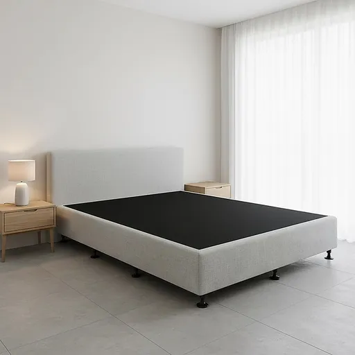 Palermo Queen Ensemble Bed Base Platinum Light Grey Linen Fabric
