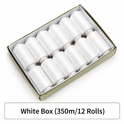 White Sewing Thread 12 Pack - 350m Per Spool All Purpose Thread Set for Hand Sewing, Clothing Repairs, DIY Crafts and Everyday Home Sewing