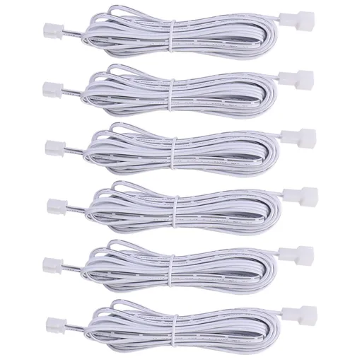 Extension Cables 9.84FT LED Under Cabinet Puck Lighting, 2-Pin Male and Female Cable Connector Extension Cords for Led Puck Lights with White Cords (6 Pack) 2-PIN ONLY