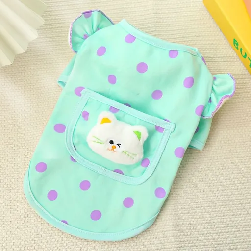 Pet Clothes Warm Dotted Two Leg Dog Cat Fleece White Cat [Blue-Purple Dots] 253BXL