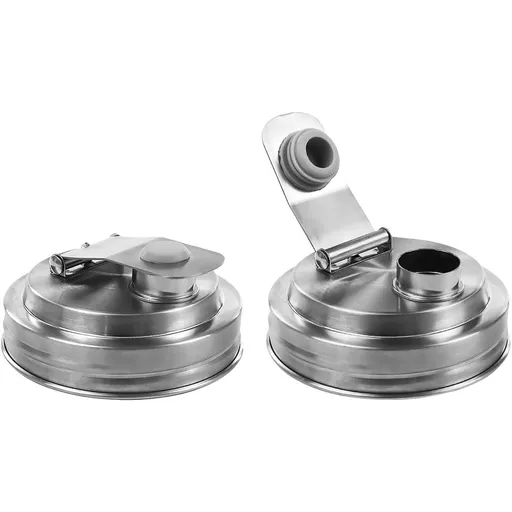 Mason Jar Pour Spout Lid, Stainless Steel Leakproof Flip Cap for 86mm Wide Mouth Mason Jars, Airtight, 2 Pack