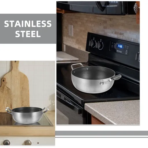 Heavy Bottom Stainless Steel Cooking Pot, Multi-Functional Kitchen Cookware for Home Use, 1-Piece