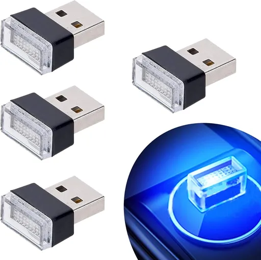 USB Car Interior Atmosphere Lamps，USB-powered ambient lighting for car interiors (4pc)