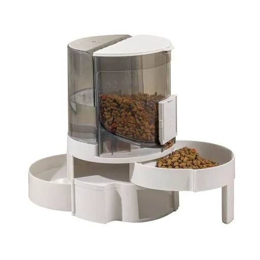 Pet Water Food Dispenser, 2 in 1 Large Capacity Translucent Automatic Cat Water Food Dispenser Pet Feeder Waterer for Puppy Dog(Grey)