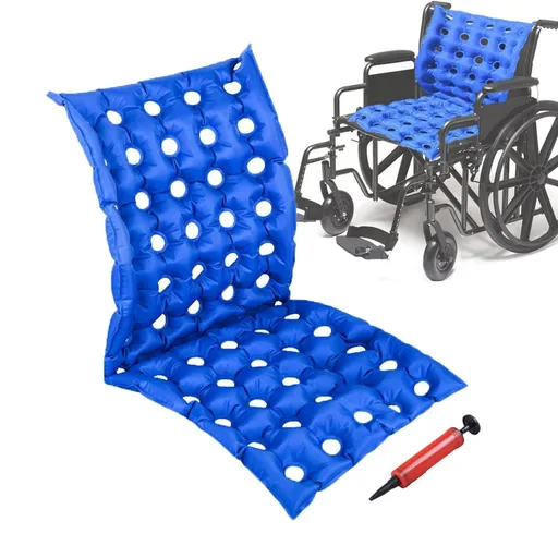 Bedridden Air Inflatable Seat Cushion with Full Back for Wheelchair, Anti-Bedsore Seat Pad for Elderly Disabled Handicap