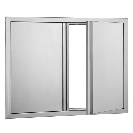 BBQ Access Door, 787x609 mm Double Outdoor Kitchen Door, Stainless Steel Flush Mount Door, Wall Vertical Door with Recessed Handles , for BBQ Island, Grilling Station, Outside Cabinet