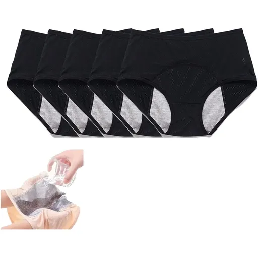 Leakproof Underwear Panties for Women, Middle Waisted Panties for Women over 60, Reusable Protective Briefs