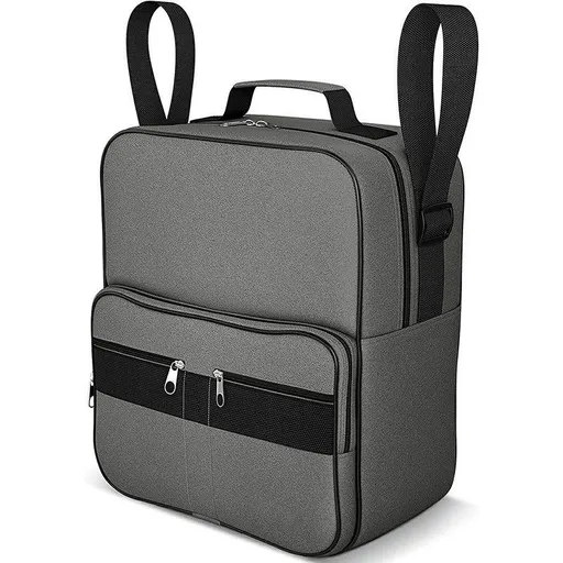 Premium Wheelchair Storage Bag - Large Capacity Organizer Pouch with 4 Zippered Compartments - Waterproof Lined Hanging Tote for Elderly Mobility Scooter - Gray