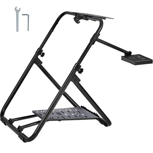 Foldable Racing Steering Wheel Stand, Height Adjustable Universal Base Compatible with Logitech & Thrustmaster Racing Wheel and Pedal, Heavy-duty Frame Standard GT/Formula Seating Portable