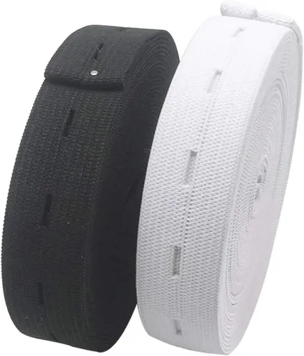 2 Pack Adjustable Elastic Waistbands 5 Meters Black & White Universal Fit for Pants All Sizes Clothing