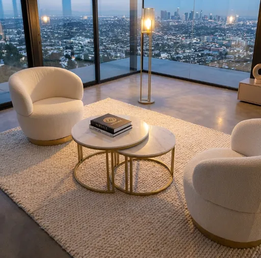 Interior Ave - Premier Nested Coffee Table Set - White Marble Stone