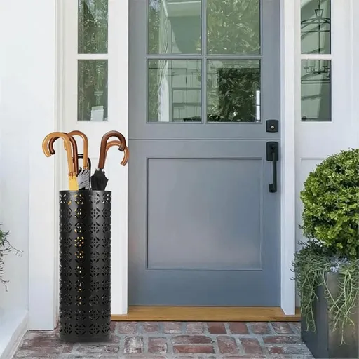 Metal Umbrella Stand, Circular Freestanding Entryway White